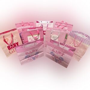 Baby Girl Gift Bag Bundle - 9 Gift Bags Baby Shower New Baby